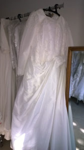 Beautiful Bridal Gown displayed in our Bridal Gown Gemach
