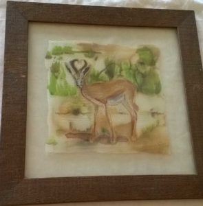 deer painting on silk