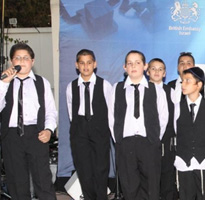Boys singing at Ohr Simchah