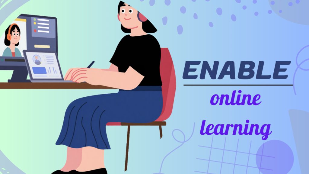 A symbolic image of someone sitting in front of a laptop to illustrate online learning